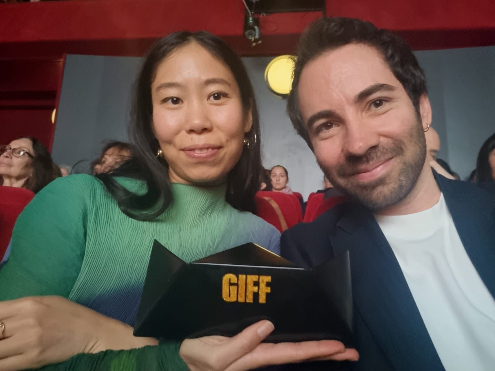 Chloé and Lucas minutes after receiving the award